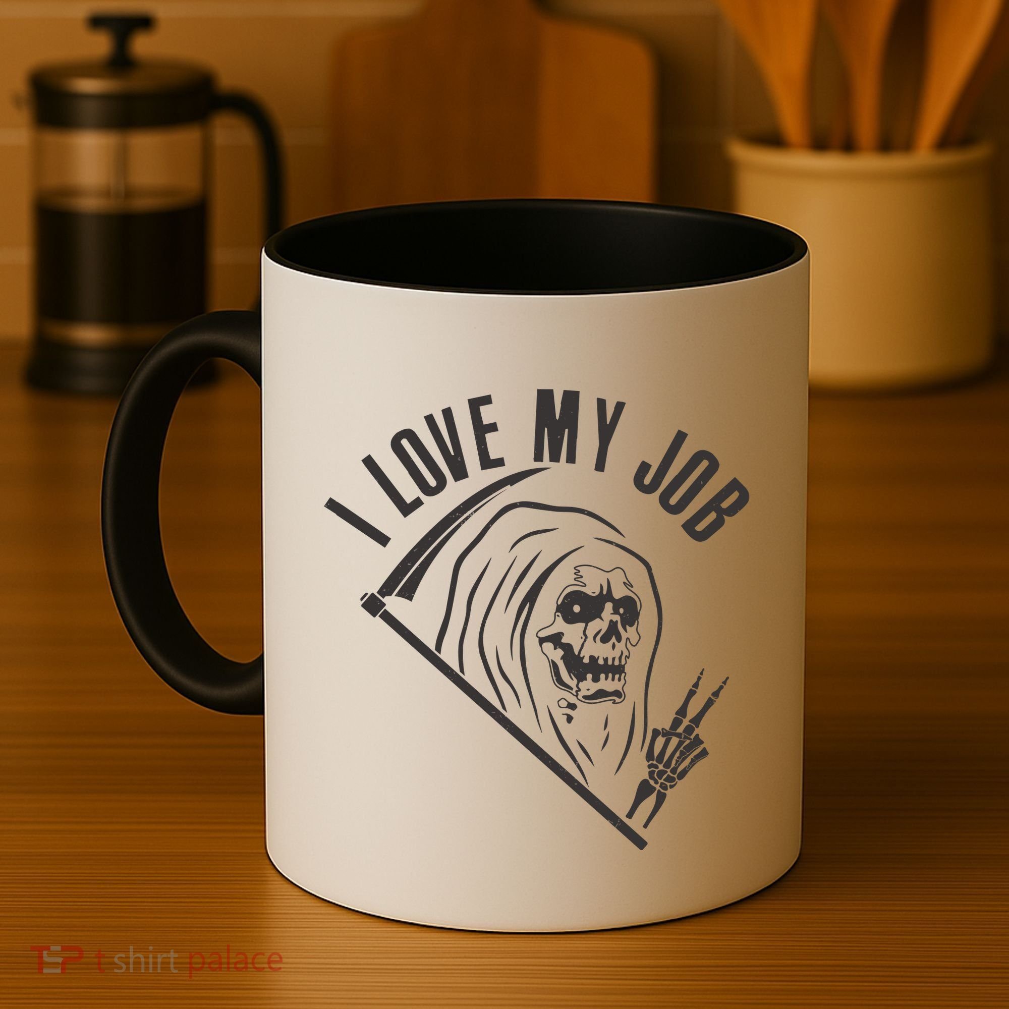 Funny Halloween Grim Reaper I Love My Job Coffee Mug
