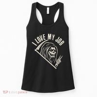 Funny Halloween Grim Reaper I Love My Job Women's Tank Top thumb 0