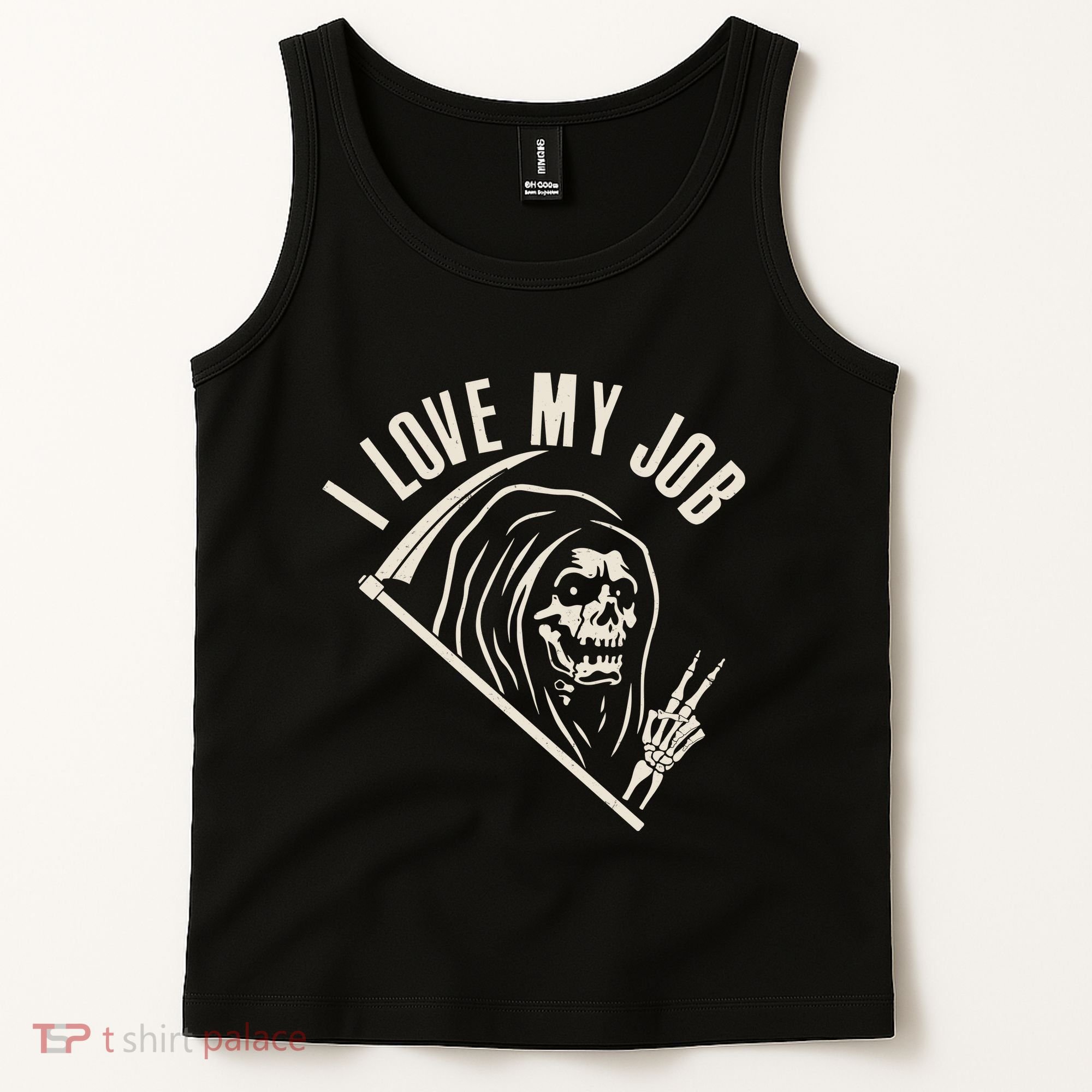 Funny Halloween Grim Reaper I Love My Job Tank Top