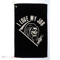 Funny Halloween Grim Reaper I Love My Job Golf Towel thumb 0