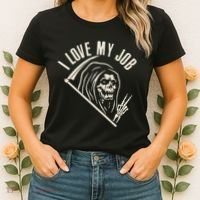 Funny Halloween Grim Reaper I Love My Job Women's T-Shirt thumb 2