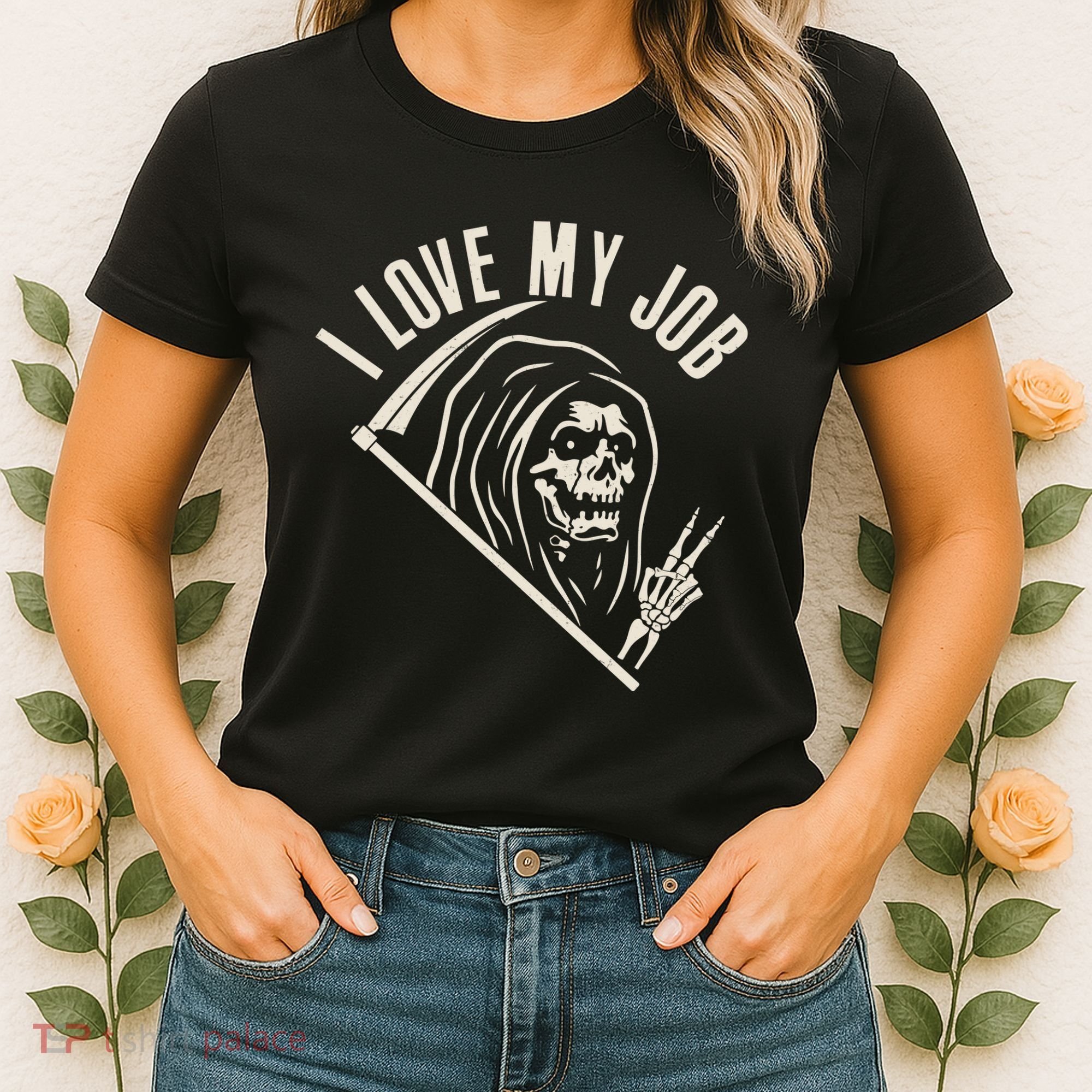 Funny Halloween Grim Reaper I Love My Job Women's T-Shirt