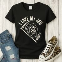 Funny Halloween Grim Reaper I Love My Job Women's T-Shirt thumb 3