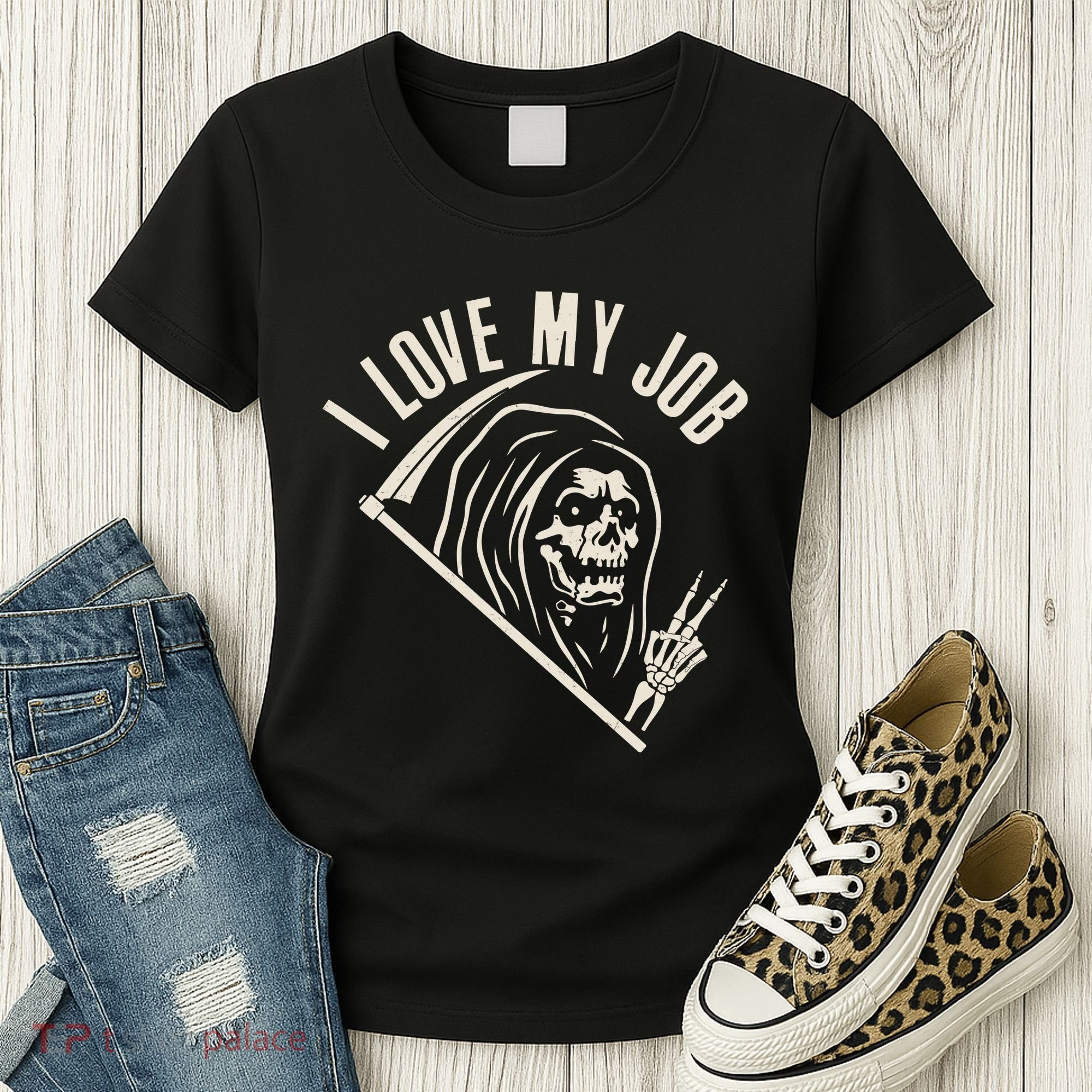 Funny Halloween Grim Reaper I Love My Job Women's T-Shirt
