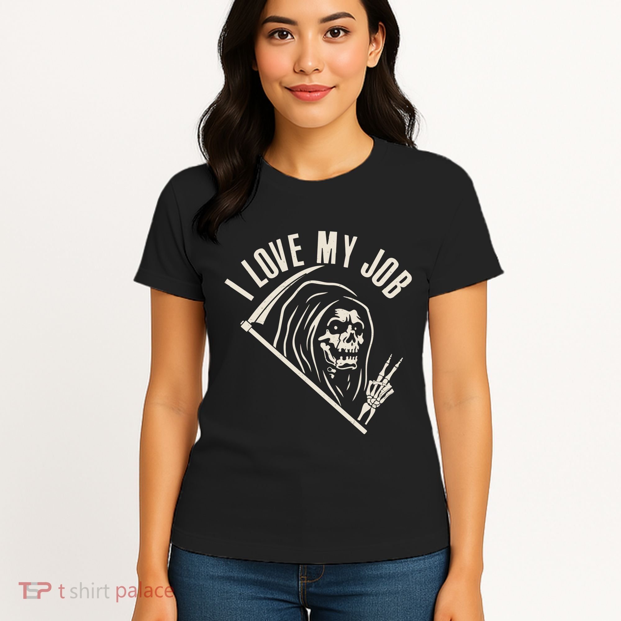 Funny Halloween Grim Reaper I Love My Job Women's T-Shirt