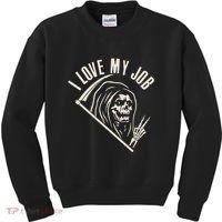 Funny Halloween Grim Reaper I Love My Job Kids Sweatshirt thumb 0