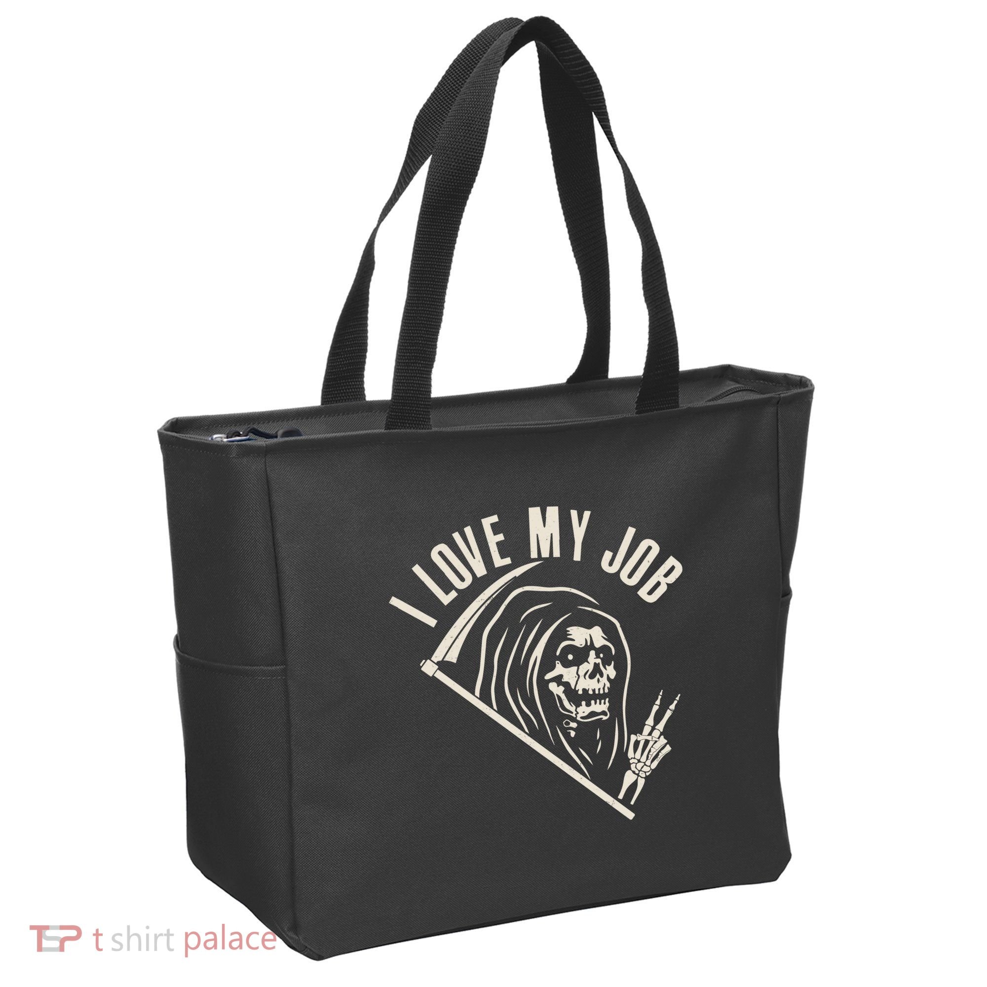 Funny Halloween Grim Reaper I Love My Job Tote Bag