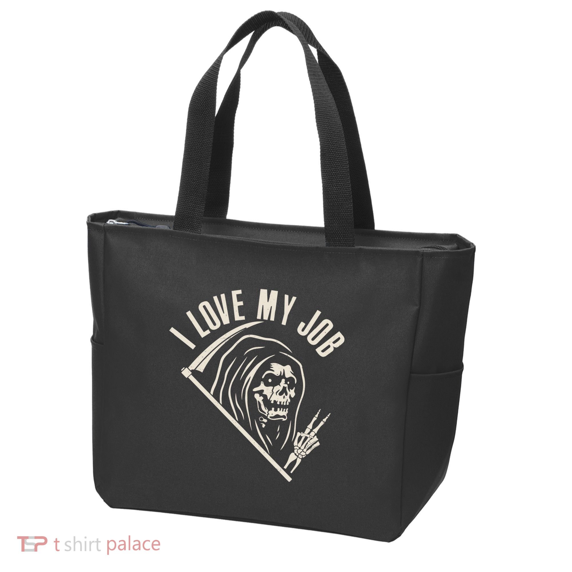 Funny Halloween Grim Reaper I Love My Job Tote Bag