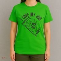Funny Halloween Grim Reaper I Love My Job T-Shirt thumb 4