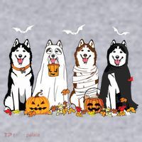 Funny Husky Ghost Dogs Halloween Husky Dog Mom Husky Lover Women's Racerback Cropped Tank thumb 2