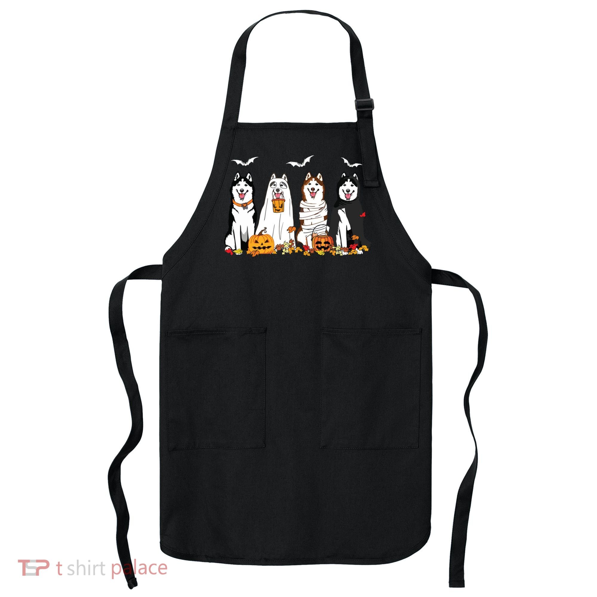 Funny Husky Ghost Dogs Halloween Husky Dog Mom Husky Lover Apron