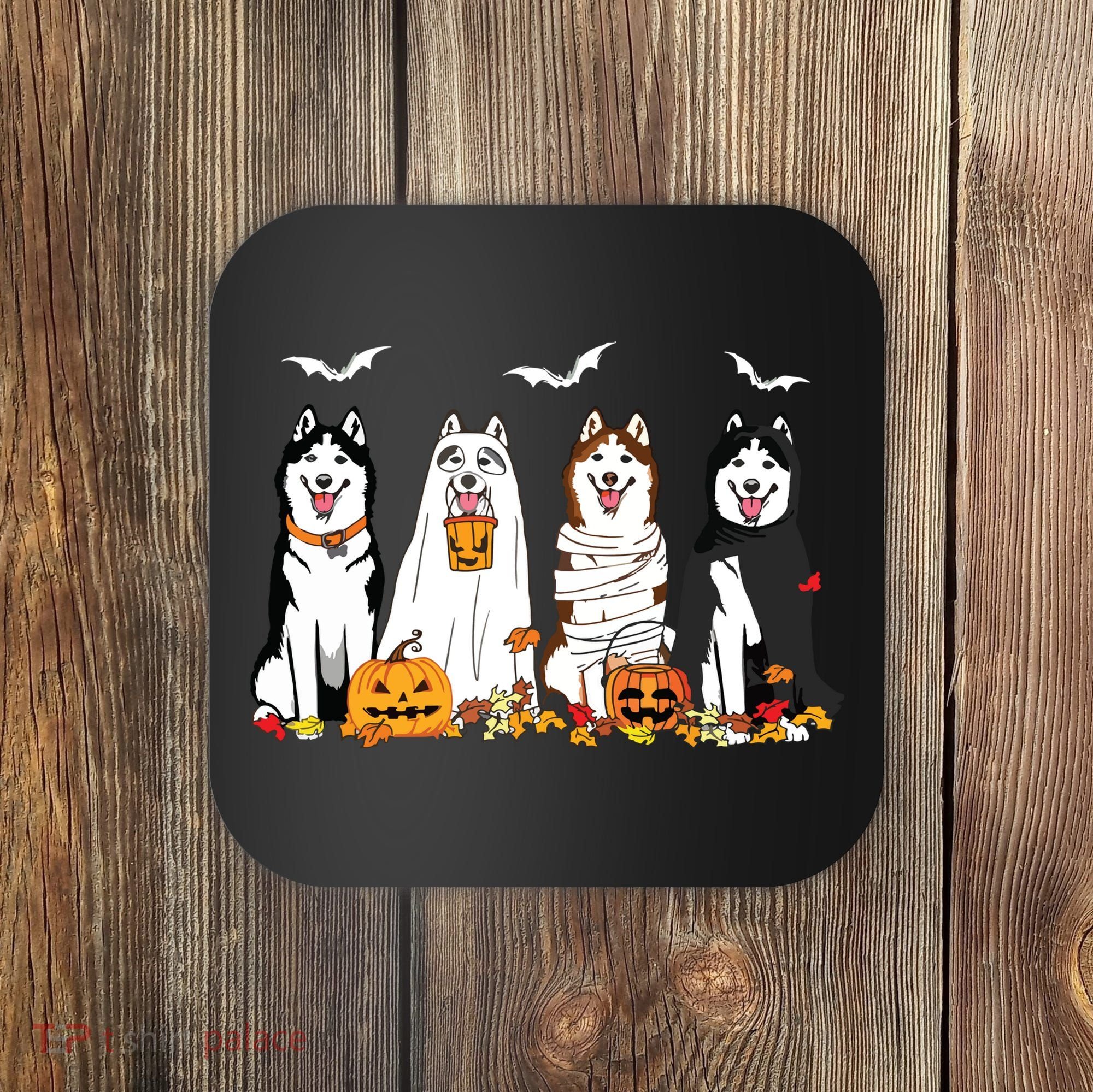 Funny Husky Ghost Dogs Halloween Husky Dog Mom Husky Lover Coaster