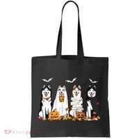 Funny Husky Ghost Dogs Halloween Husky Dog Mom Husky Lover Tote Bag thumb 0