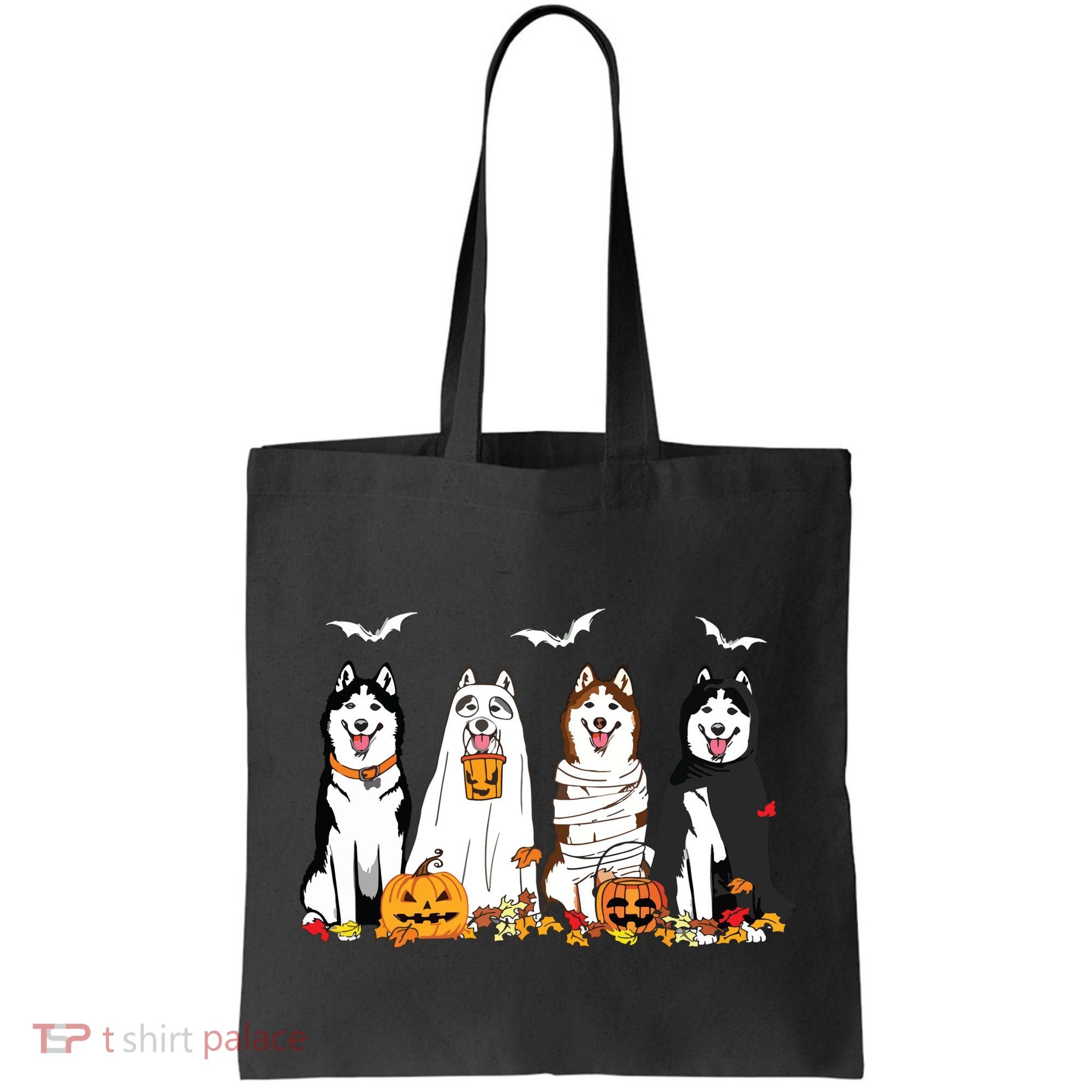 Funny Husky Ghost Dogs Halloween Husky Dog Mom Husky Lover Tote Bag