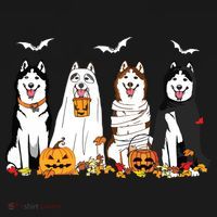 Funny Husky Ghost Dogs Halloween Husky Dog Mom Husky Lover Mousepad thumb 1