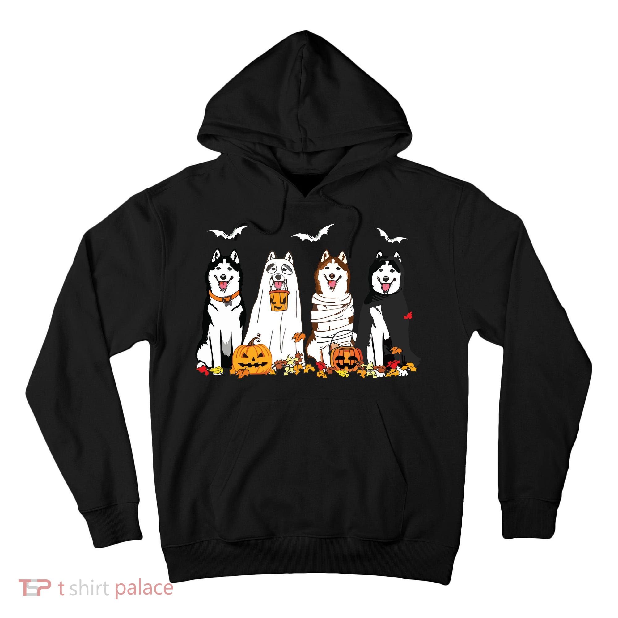 Funny Husky Ghost Dogs Halloween Husky Dog Mom Husky Lover Tall Hoodie
