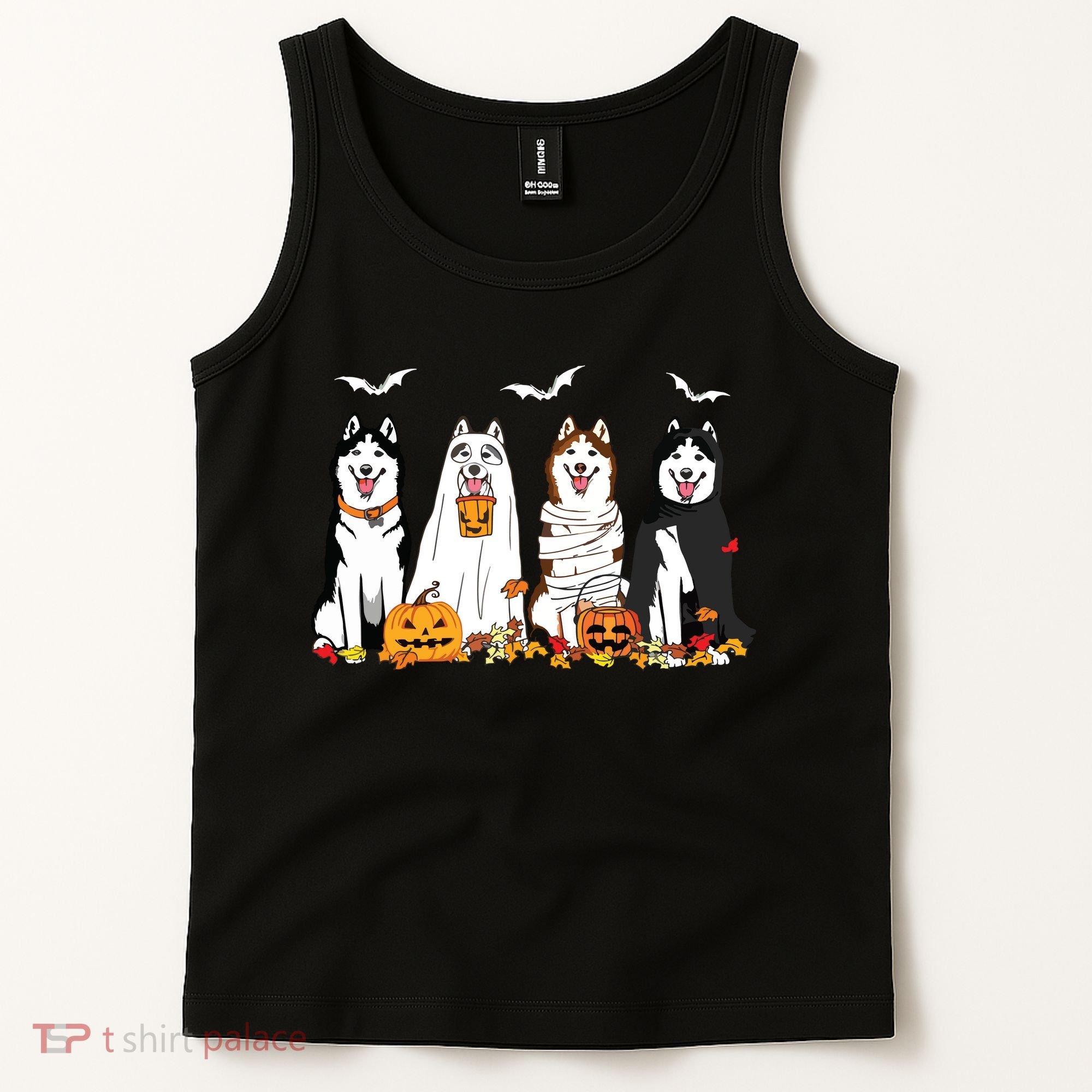 Funny Husky Ghost Dogs Halloween Husky Dog Mom Husky Lover Tank Top