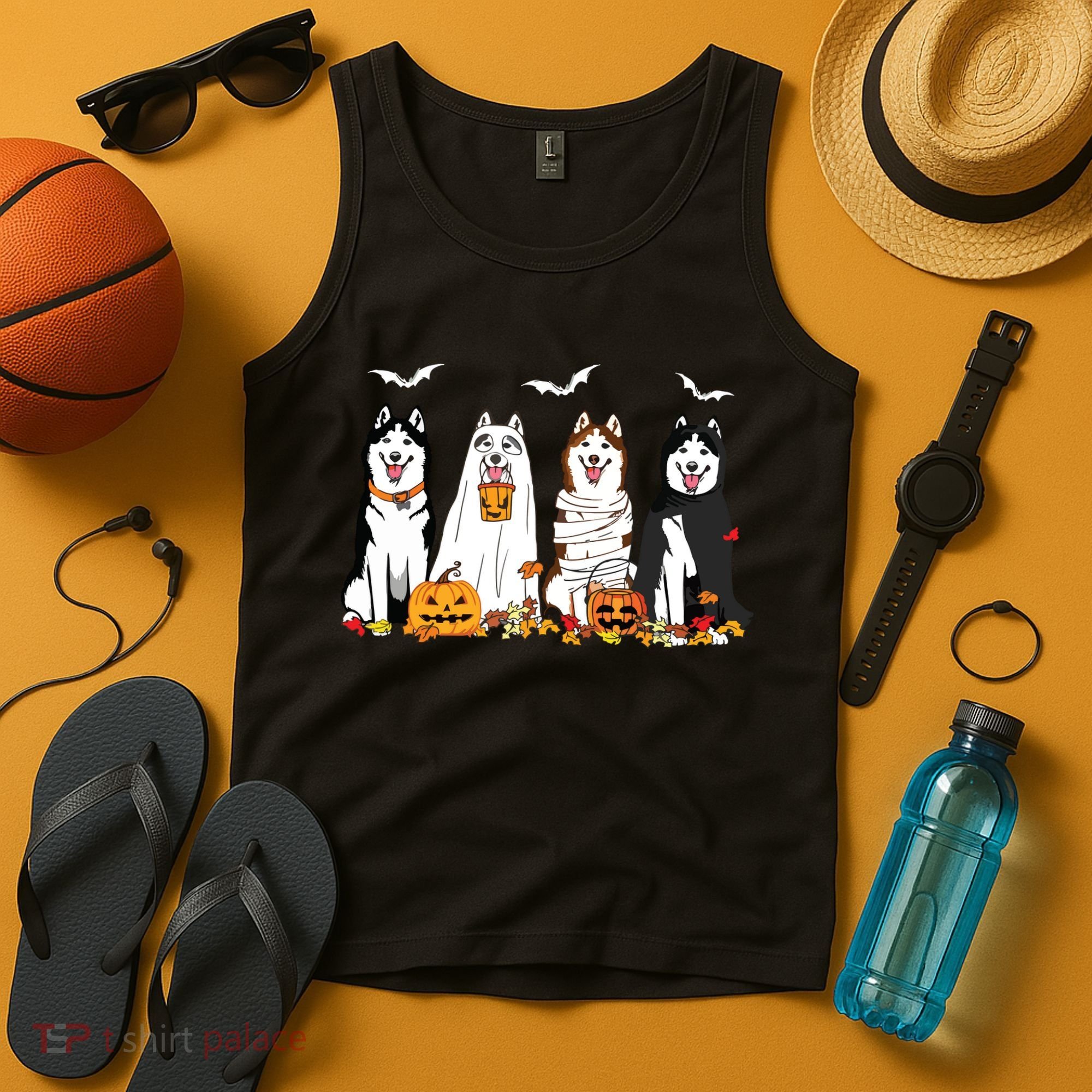 Funny Husky Ghost Dogs Halloween Husky Dog Mom Husky Lover Tank Top