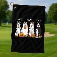 Funny Husky Ghost Dogs Halloween Husky Dog Mom Husky Lover Golf Towel thumb 1