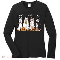 Funny Husky Ghost Dogs Halloween Husky Dog Mom Husky Lover Women's Long Sleeve Shirt thumb 0