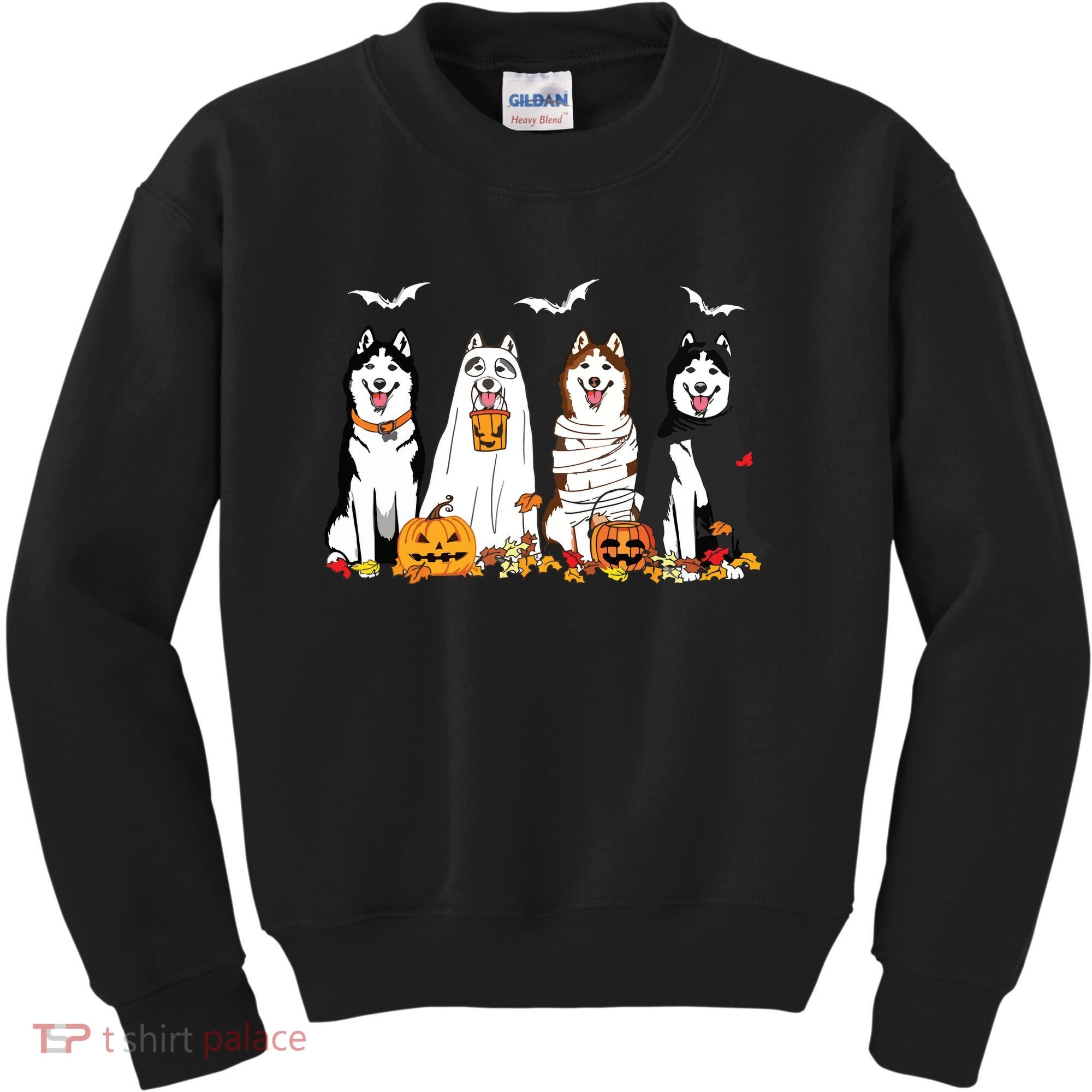 Funny Husky Ghost Dogs Halloween Husky Dog Mom Husky Lover Kids Sweatshirt