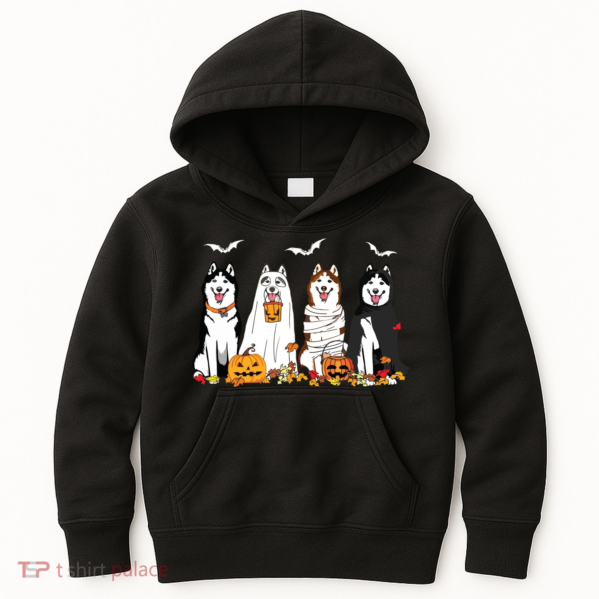 Funny Husky Ghost Dogs Halloween Husky Dog Mom Husky Lover Kids Hoodie