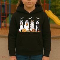 Funny Husky Ghost Dogs Halloween Husky Dog Mom Husky Lover Kids Hoodie thumb 3