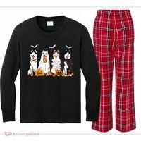 Funny Husky Ghost Dogs Halloween Husky Dog Mom Husky Lover Kids Long Sleeve Plaid Pajama Set thumb 0