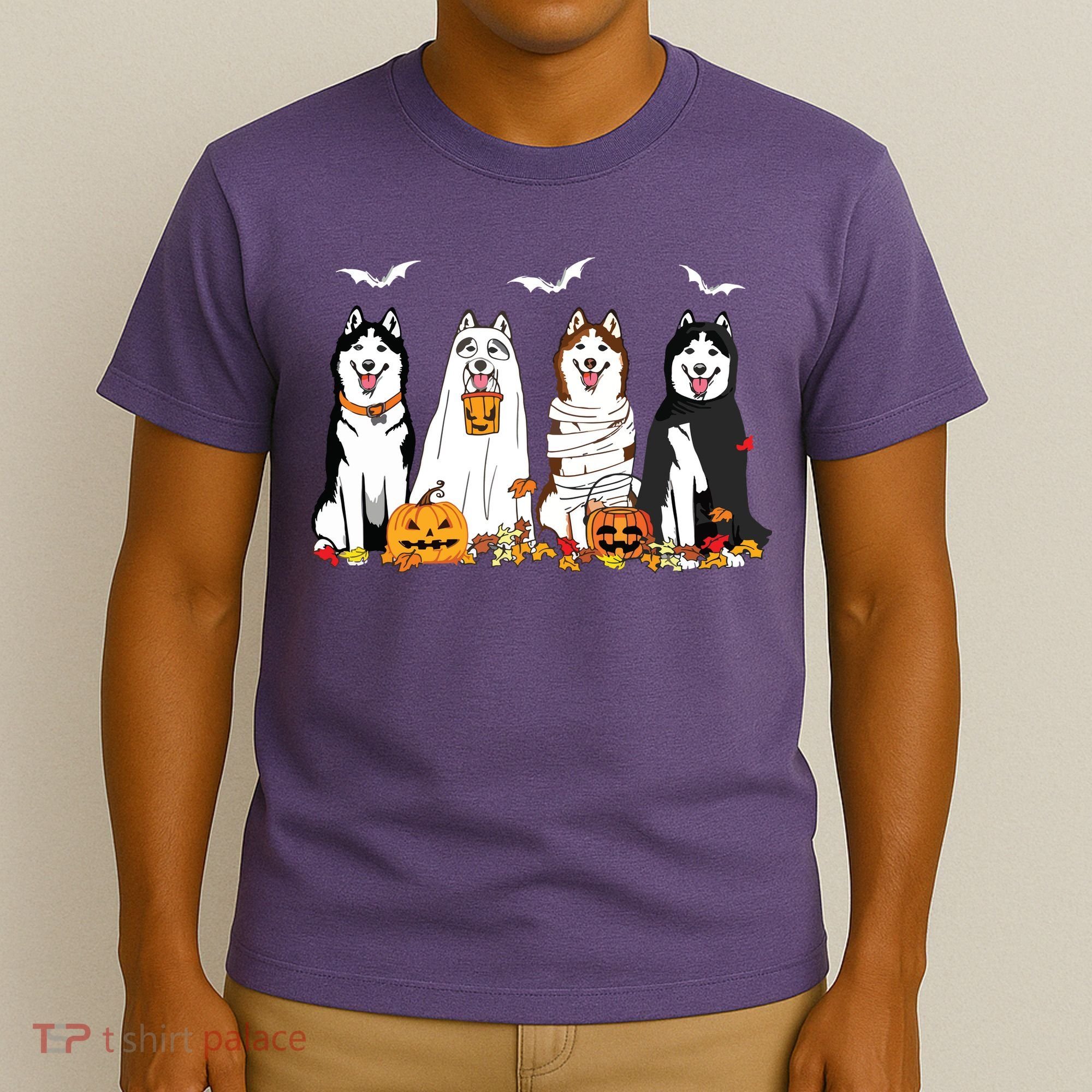 Funny Husky Ghost Dogs Halloween Husky Dog Mom Husky Lover T-Shirt