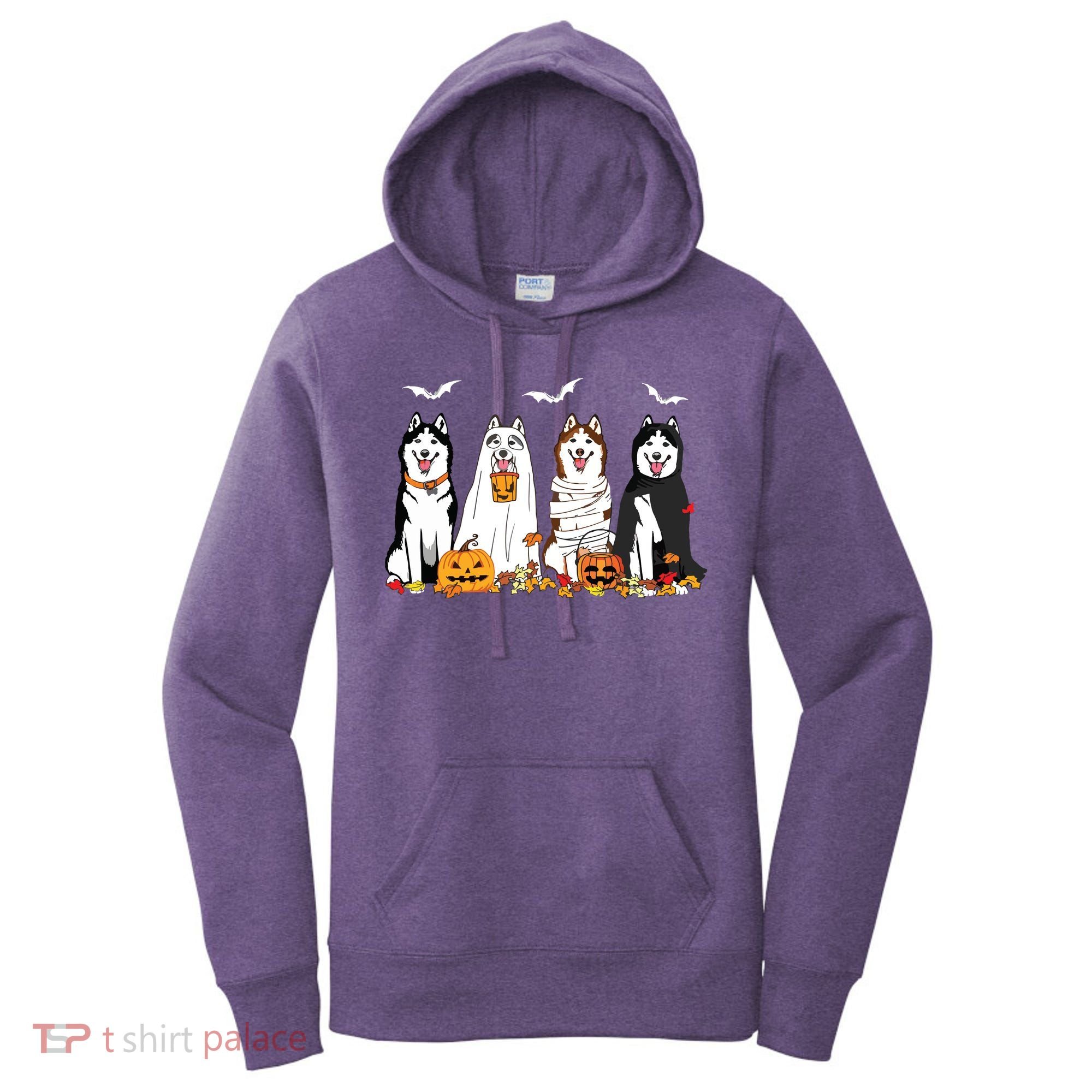 Funny Husky Ghost Dogs Halloween Husky Dog Mom Husky Lover Women's Hoodie