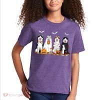Funny Husky Ghost Dogs Halloween Husky Dog Mom Husky Lover Kids T-Shirt thumb 2