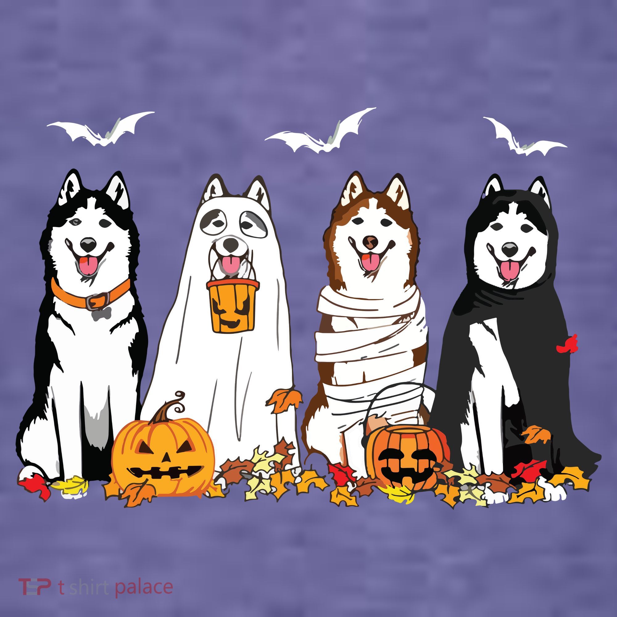 Funny Husky Ghost Dogs Halloween Husky Dog Mom Husky Lover Kids T-Shirt