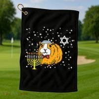 Funny Hanukkah Guinea Pig Chanukah Jewish Golf Towel thumb 1