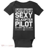 Funny Helicopter Gift Women Cool Sexy Helicopter Pilot Baby Bodysuit thumb 0