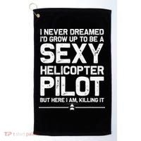 Funny Helicopter Gift Women Cool Sexy Helicopter Pilot Golf Towel thumb 0