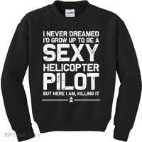 Funny Helicopter Gift Women Cool Sexy Helicopter Pilot Kids Sweatshirt thumb 0