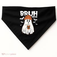 Funny Halloween Ghost Bruh I Mean Boo USA-Made Doggie Bandana thumb 0