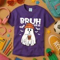 Funny Halloween Ghost Bruh I Mean Boo Kids T-Shirt thumb 3