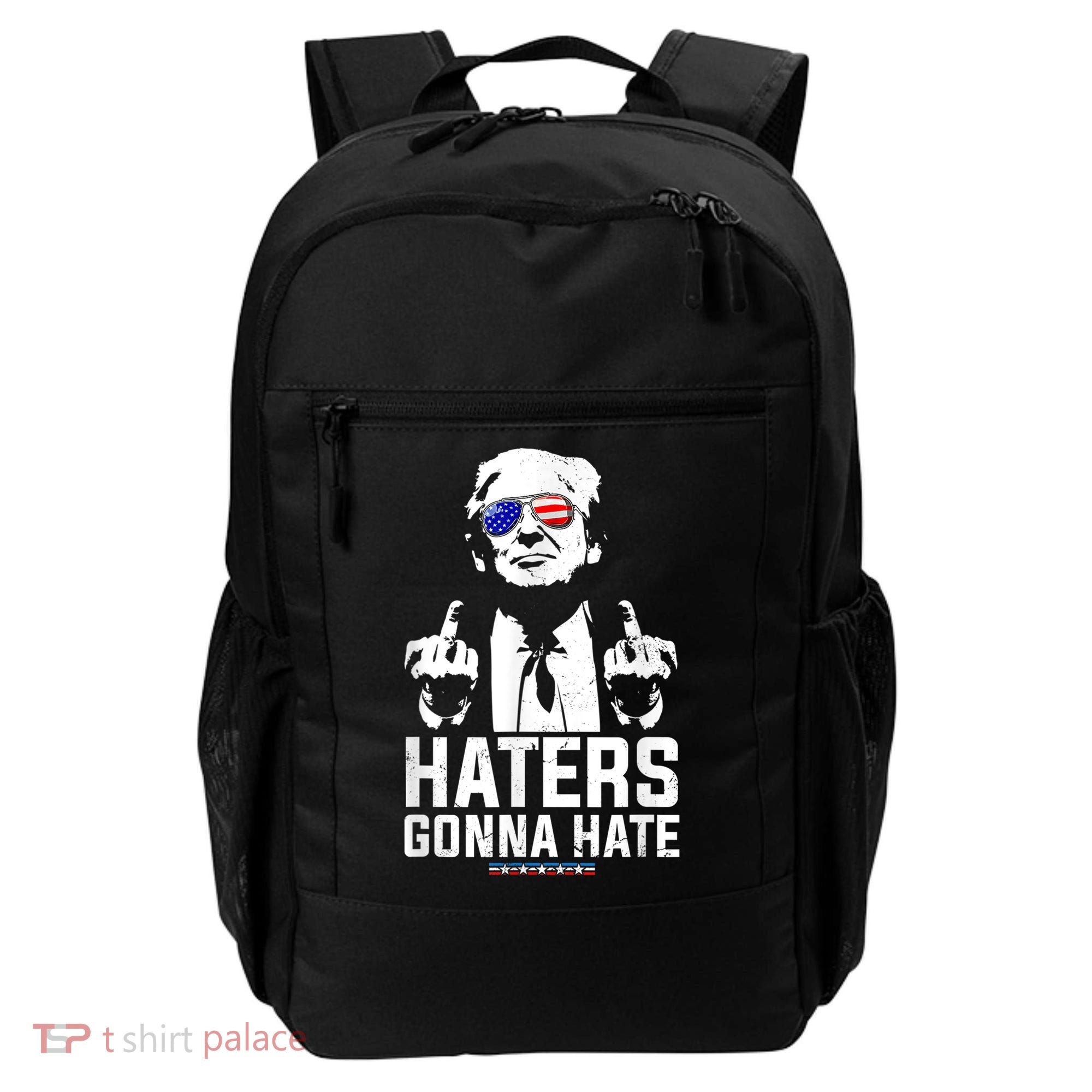 Funny Haters Gonna Hate President Donald Trump Middle Finger Backpack