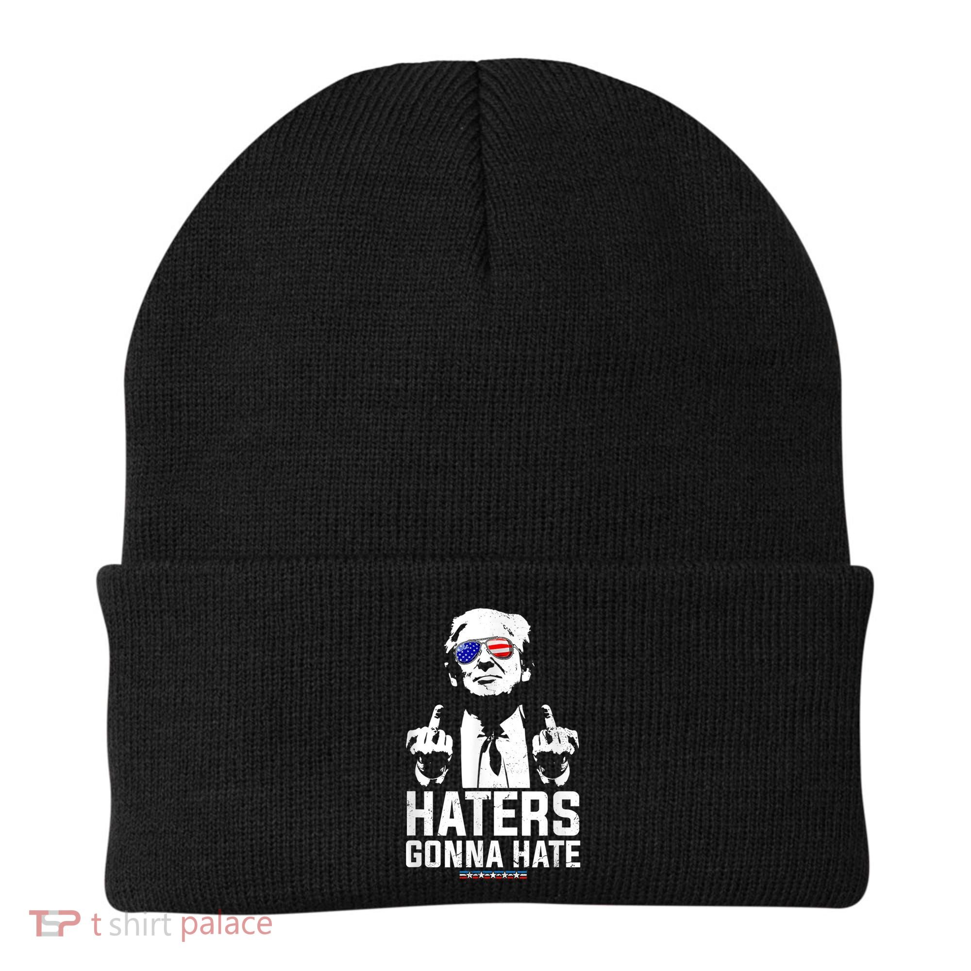 Funny Haters Gonna Hate President Donald Trump Middle Finger Beanie
