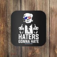 Funny Haters Gonna Hate President Donald Trump Middle Finger Coaster thumb 0