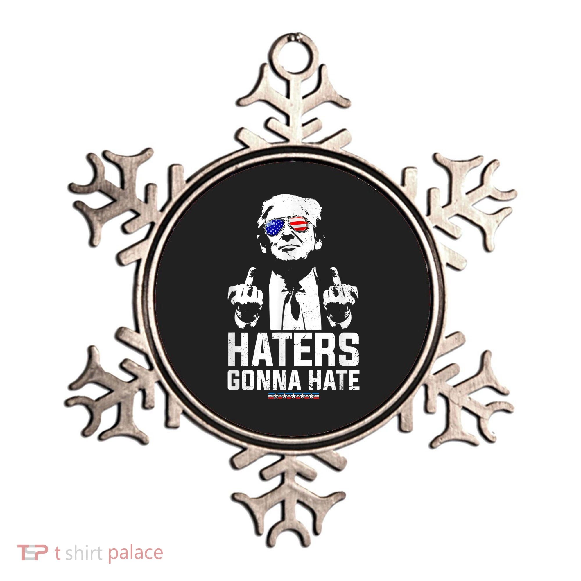 Funny Haters Gonna Hate President Donald Trump Middle Finger Ornament