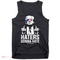 Funny Haters Gonna Hate President Donald Trump Middle Finger Tank Top thumb 0
