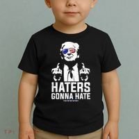 Funny Haters Gonna Hate President Donald Trump Middle Finger Toddler T-Shirt thumb 2