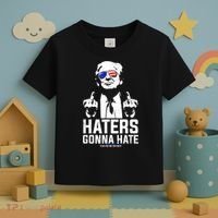 Funny Haters Gonna Hate President Donald Trump Middle Finger Toddler T-Shirt thumb 3