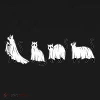 Funny Halloween Ghost Cats Bucket Hat thumb 4