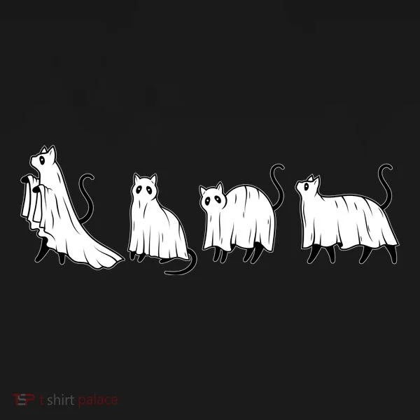 Funny Halloween Ghost Cats Bucket Hat