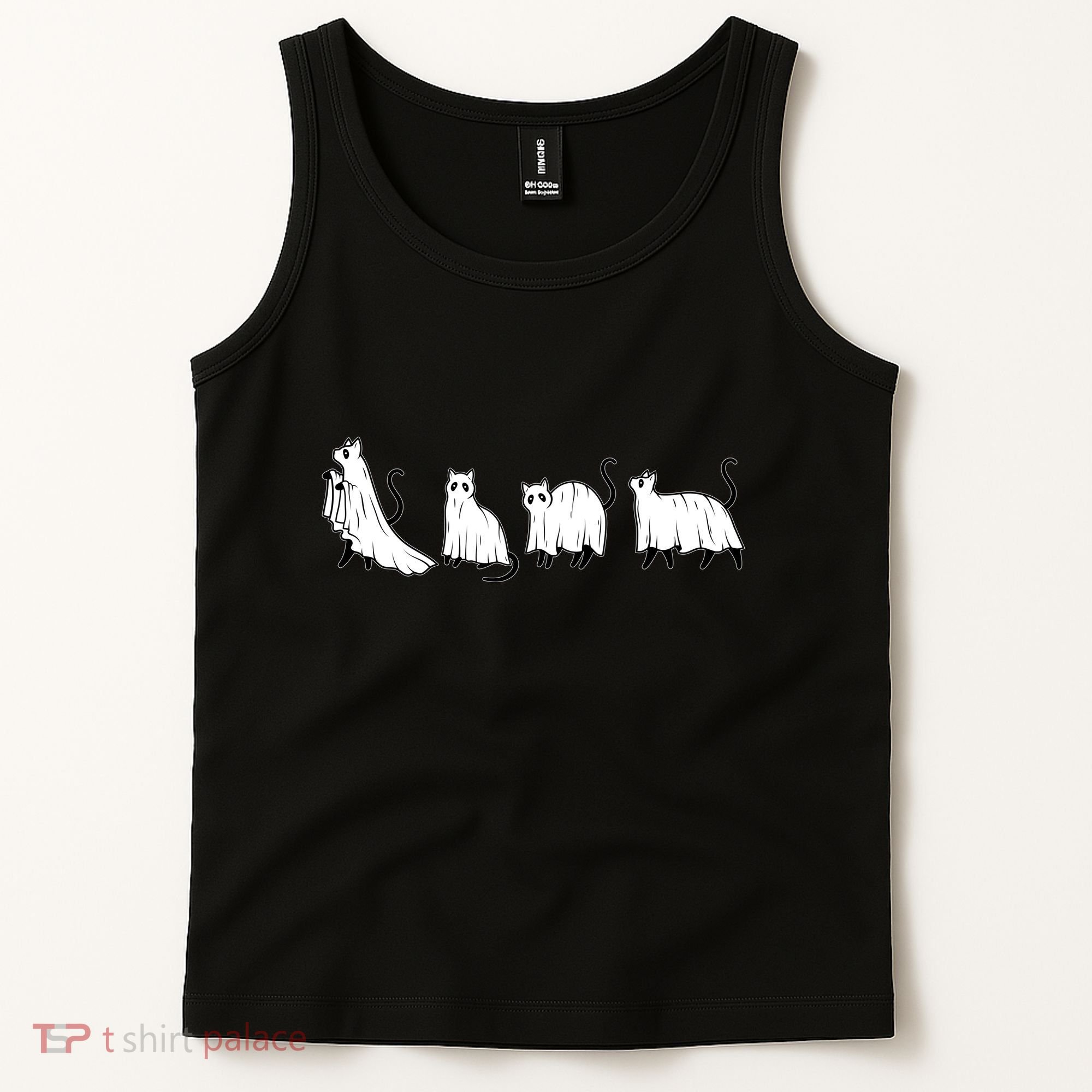 Funny Halloween Ghost Cats Tank Top
