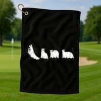 Funny Halloween Ghost Cats Golf Towel thumb 1