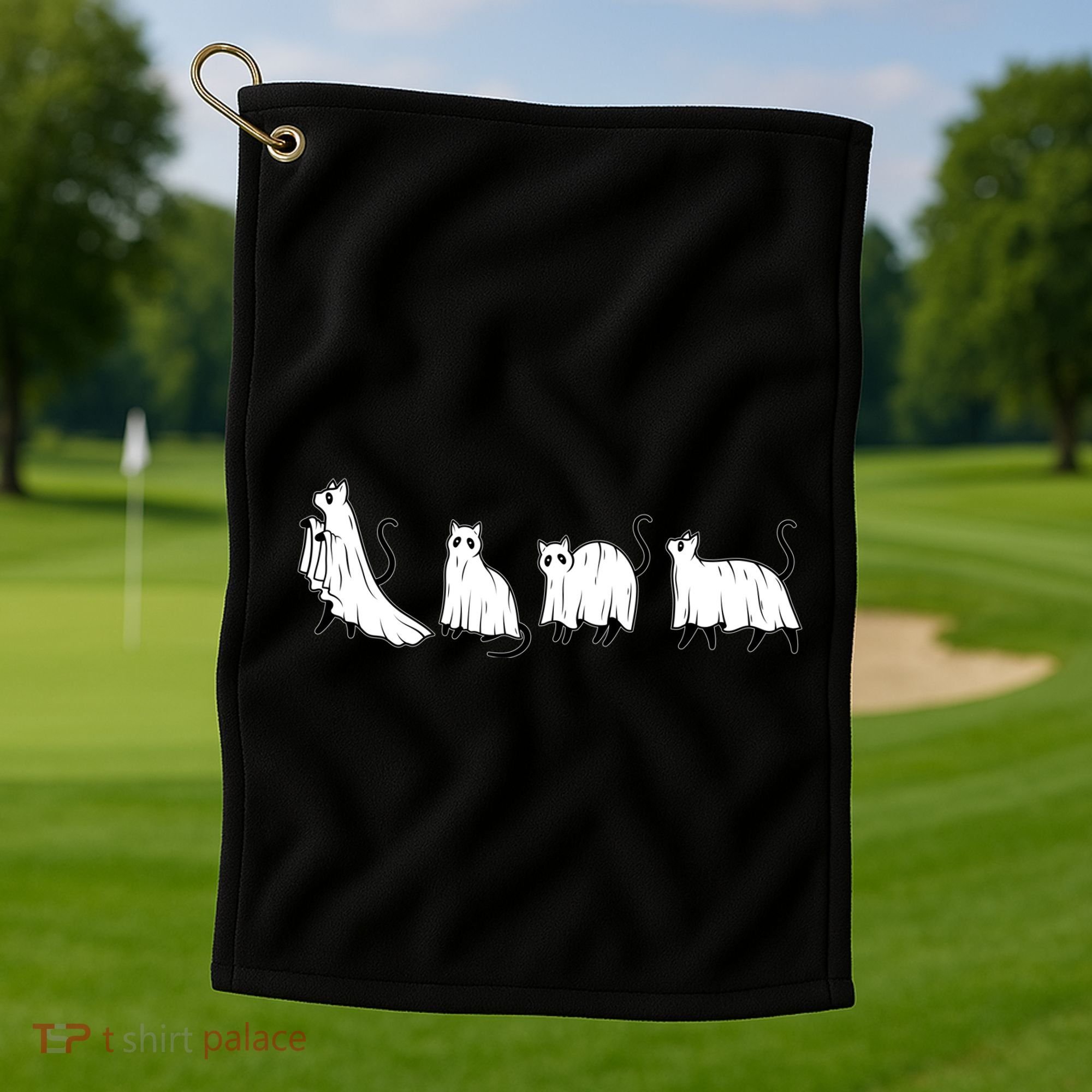 Funny Halloween Ghost Cats Golf Towel